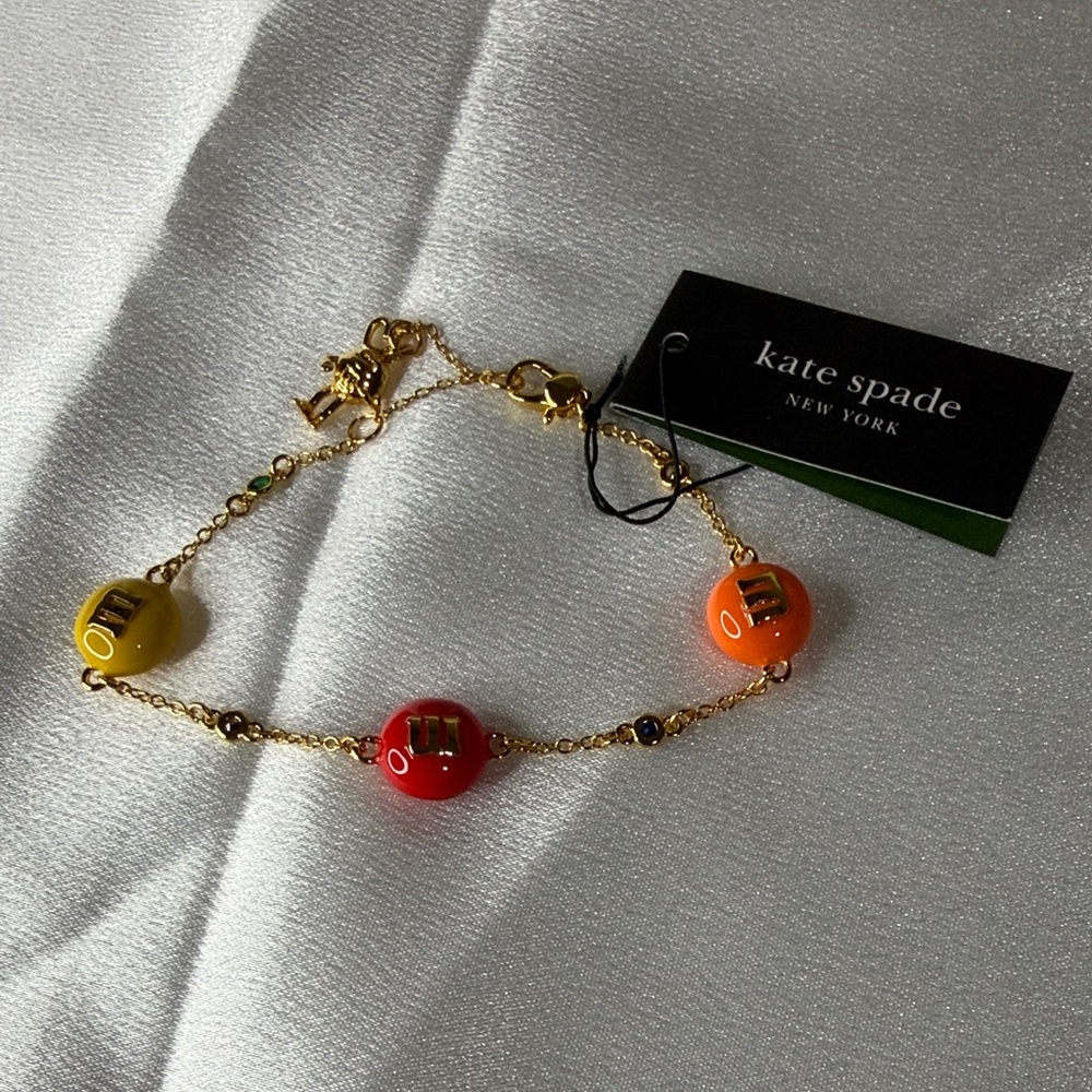 Kate Spade x M&M bracelet yellow, red and orange with gold